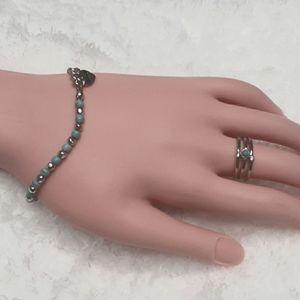 Dainty Turquoise bracelet & 3 rings set